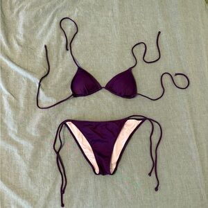 Victoria's Secret Deep Purple Tie-Side Triangle Bikini